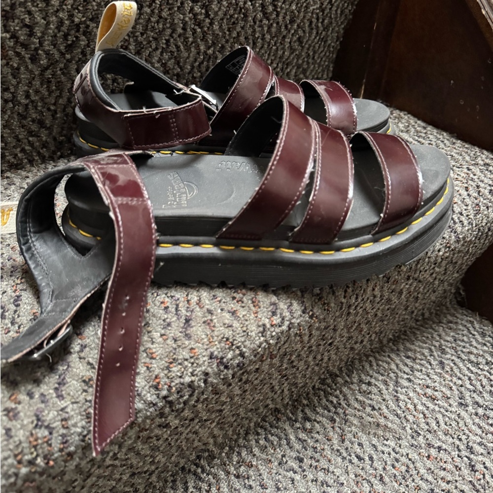 Dr. Martens Burgundy Platform Blair Vegan Sandal - Picture 2 of 5